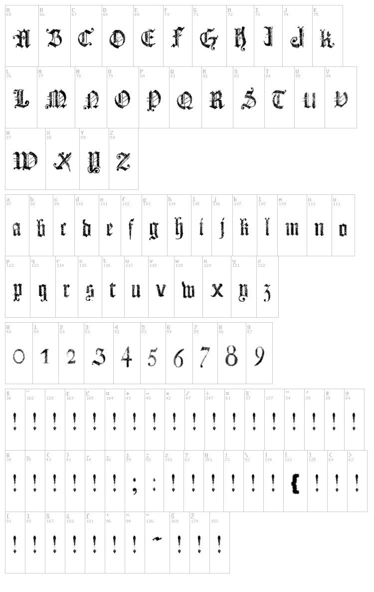 Dots Land Gotika font map